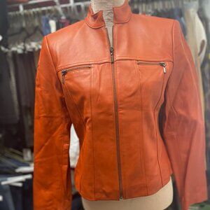 NWT VINTAGE RUST TONE LEATHER JACKET -SMALL